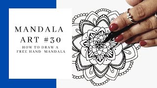 STEP BY STEP TUTORIAL  How to draw a Free Hand Mandala MANDALA ART 30 [upl. by Eilah]