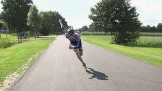 Inline Skate Double Push Technique Slowmotion Mark Horsten [upl. by Ahsimik]