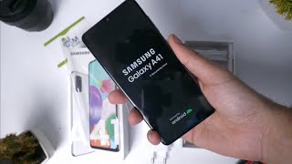 Samsung Galaxy A41 Unboxing amp First Look  First Setup [upl. by Tychonn554]