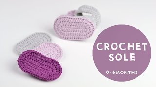 Very Easy Tutorial For Crochet Bootie Sole  Croby Patterns [upl. by Criswell]