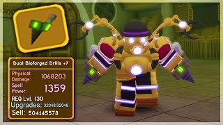 MAX TIER 7 WARRIOR LEGENDARY Dual Bioforged Drills Dungeon Quest ROBLOX [upl. by Silas810]