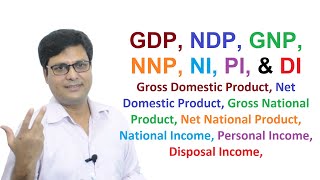 GDP NDP GNP NNP NI PI and DI Hindi [upl. by Yrahca]