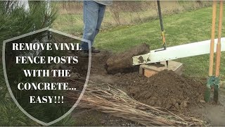 Remove Vinyl Fence Posts WITH Concrete SUPER EASY [upl. by Essie725]