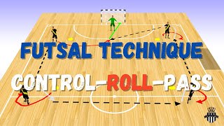 Futsal Technique Training Drill  Control  Roll  Pass [upl. by Aridni]