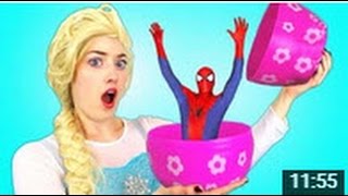 Spiderman Elsa amp Anna amp Pink Spidergirl Surprise Egg Hunt Superheroes in Real Life [upl. by Ennirac]