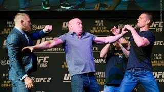 UFC 196 Conor McGregor Nate Diaz Almost Scuffle After Staredown [upl. by Francois271]