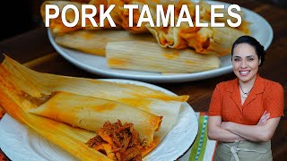 How to make RED pork tamales  AUTHENTIC Mexican tamales recipe  Villa Cocina [upl. by Amend]