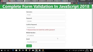 Complete Form Validation in JavaScript With Source Code 2018 Eng [upl. by Annibo]