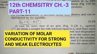 12th Chemistry Ch3Part11Variation of molar condfor strong and weak electrolyteStudy with Farru [upl. by Yesteb]