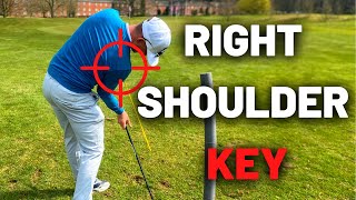 HOW THE RIGHT SHOULDER WORKS IN THE DOWNSWING KEY MOVE [upl. by Hgielsel459]