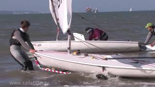 How to sail  Beach launching a single handed boat [upl. by Innig]