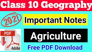 AGRICULTURE  FULL CHAPTER CBSE Class 10 Geography Agriculture Notes [upl. by Ettegroeg]