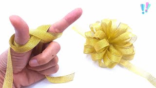 DIY Bow  How to make simple Satin Bow [upl. by Ranip]