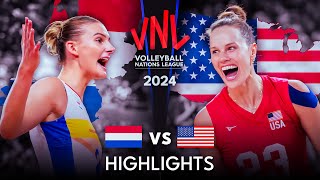 🇺🇸 USA vs NETHERLANDS 🇳🇱  Highlights  Womens VNL 2024 [upl. by Yrrep]