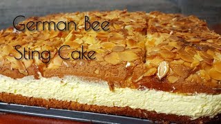 Almond Cake with Vanilla Cream Layer  Bee Sting Cake  Bienenstich [upl. by Refinej]