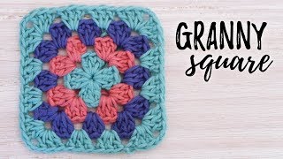 Cómo tejer GRANNY SQUARE básico a crochet  tutorial PASO A PASO  Ahuyama Crochet [upl. by Aiclid144]