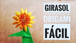 🌻 GIRASOL 🌻 de papel Origami FÁCIL ✅  PASO A PASO [upl. by Refynnej993]