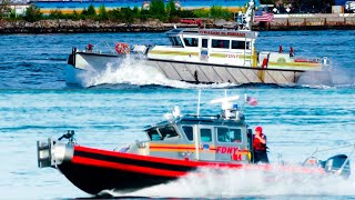 FDNY FIREBOATS RACE TO BOAT SINKING in Hells Gate  Manhattan 1046 Box 1190 [upl. by Neeloj440]