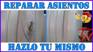 Como REPARAR ASIENTOS DE CUERO con Agujeros Rajas y Grietas 😨 💲  Pintar Asientos Detail Coche 💺🖌 [upl. by Redla]