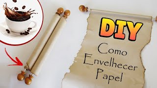 DIY COMO FAZER PAPEL ENVELHECIDO Pergaminhos e Rótulos Bottle Charms  Old paper Medieval Scroll [upl. by Corsiglia]