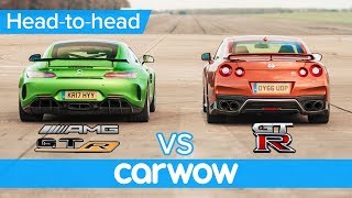 MercedesAMG GT R vs Nissan GTR DRAG RACE ROLLING RACE amp BRAKE TEST  HeadtoHead [upl. by Winthrop]