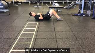 Supine Hip Adductor Ball Squeeze  Crunch Hips Straight and 45° [upl. by Rea]