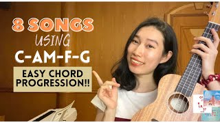 8 SONGS WITH 4 EASY CHORDS Ukulele Tutorial by Chairia Tandias [upl. by Knitter]