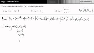 Zbadaj monotoniczność ciągu  Zadanie 1a [upl. by Mmada]