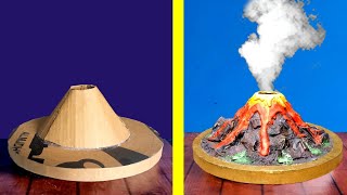 كيفية صنع بركان من الكرتون بطريقة رائعة🌋  How to make a volcano out of cardboard in a wonderful way [upl. by Pasahow]