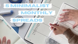 5 minimalist monthly spread ideas for your bullet journal [upl. by Ardnaeel]