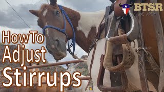 How To Adjust Stirrups For Western Saddles BTSR Cavalcade Horse Program [upl. by Sarnoff383]