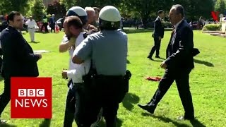 Protesters injured outside Turkish embassy in Washington  BBC News [upl. by Nyrehtak]