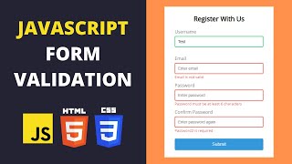 JavaScript Form Validation  JavaScript Beginner Projects [upl. by Atiuqad]