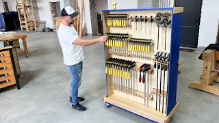 Mobile Clamp Rack From Plywood  Woodworking DIY [upl. by Yadrahs]