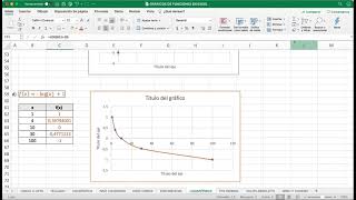 GRAFICAR FUNCIÓN LOGARÍTMICA USANDO EXCEL [upl. by Tye]