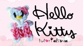 EASY VERSION Hello Kitty Rainbow Loom CharmFigurine Tutorial [upl. by Jamnis384]