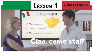 Learn Italian in 30 Days  1  Italian Greetings EngIta Subs  WORKBOOK [upl. by Wilser]