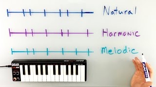 Minor Scales  Natural Harmonic and Melodic [upl. by Anelem234]