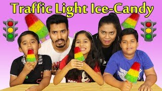 Traffic Light Ice Candy  Making Ice candy in Hindi  Very Easy Ice Cream [upl. by Aikem754]