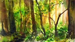 Simple Watercolor Forest Demonstration [upl. by Pappas]