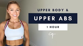 1 Hour UPPER BODY amp UPPER ABS WORKOUT at Home  Day Two of Five [upl. by Nelli]