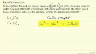 Precipitation Reaction Spectator Ions Example [upl. by Yelrah]