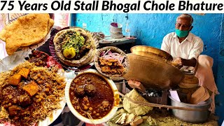 75 Years Old Stall of ICONIC BHOGAL CHOLE BHATURE Is it actually good in Taste Delhi Street Food [upl. by Irrok]