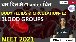 L2 Blood Groups  Body Fluids and Circulation  4 Din me Chapter Chitt  NEET 2021  Ritu Rattewal [upl. by Alyled]