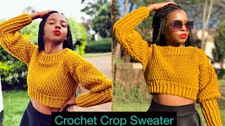 EASY Crochet Sweater Tutorial  Crochet Alpine crop sweater [upl. by Evets819]