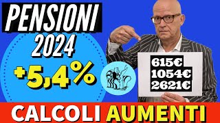 PENSIONI ❗️AUMENTI 2024 al 54  TABELLE IMPORTI di TUTTE LE FASCE [upl. by Adnawaj]