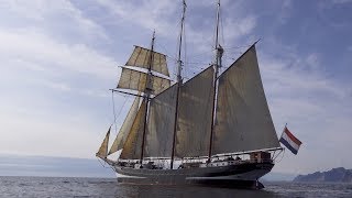 Sailing with the threemasted topsail schooner Oosterschelde [upl. by Enymzaj812]