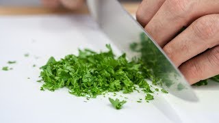 How to Chop Parsley Like a Real Chef  Mincing Parsley [upl. by Akirdnwahs]