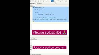 python factorial program [upl. by Lesly]