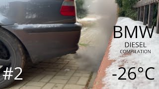 BMW extreme DIESEL cold start compilation 26C and more 2 [upl. by Anivahs]